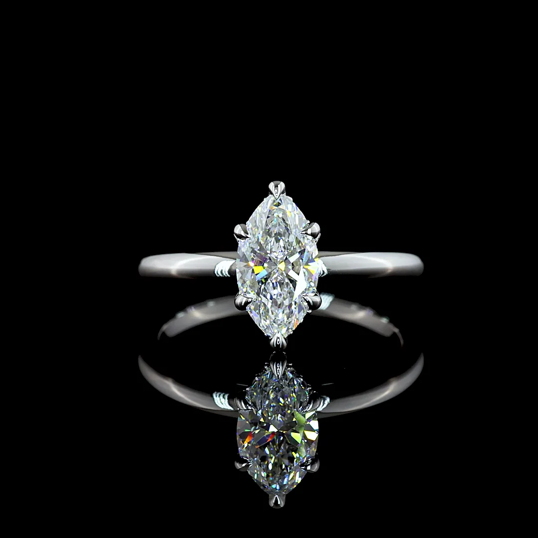 1.13 Cts 14k White Gold Marquise Shape Hidden Halo Ring