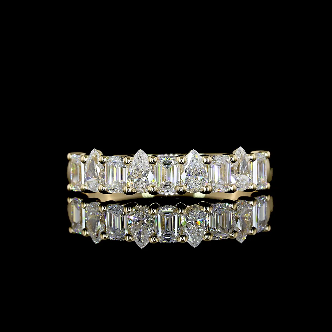 0.93 Cts 14k Yellow Gold Mix Shape 3/4 Band Eternity Band