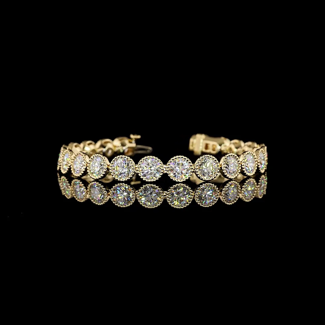 19.37 Cts 14k Yellow Gold Round Shape Tennis Bracelet