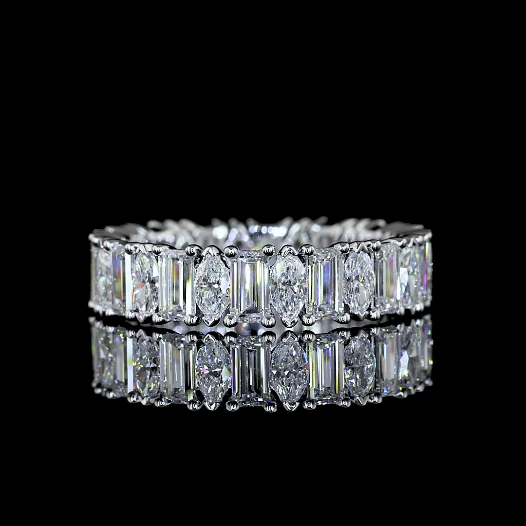 2.64 Cts 14k White Gold Mix Shape Eternity Band Eternity Band