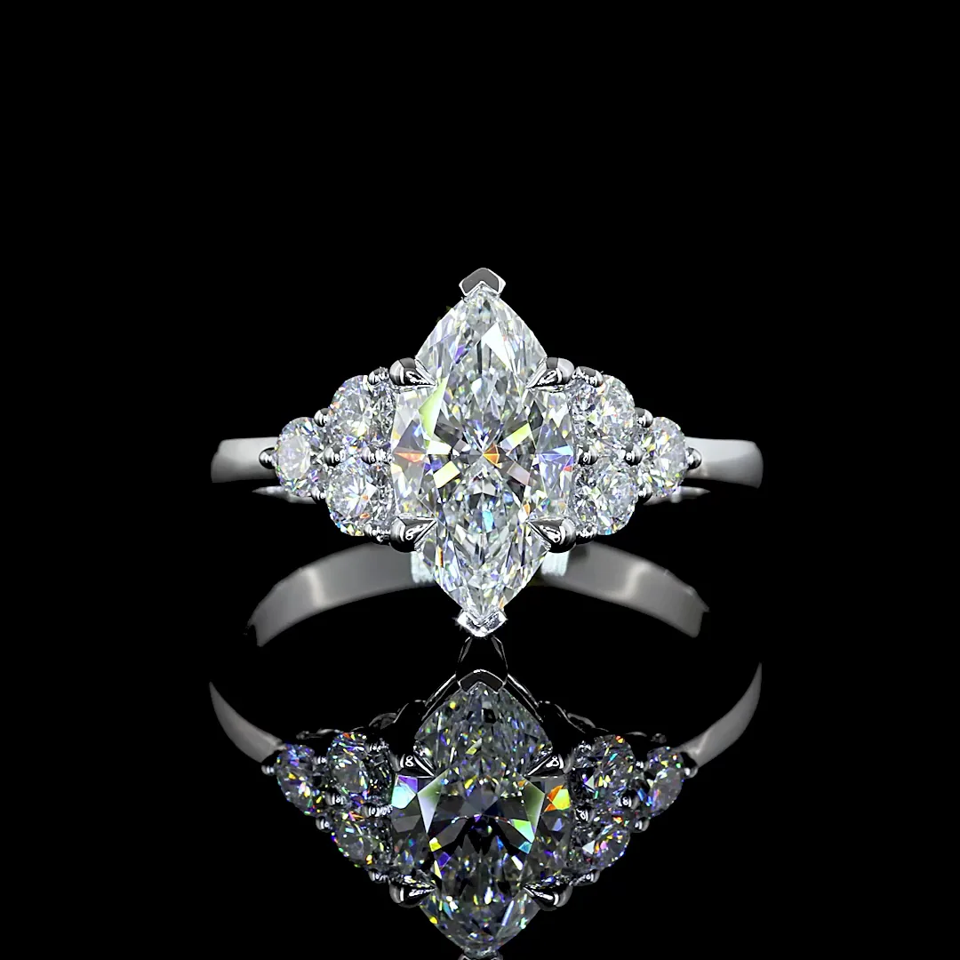 2 Cts 14k White Gold Marquise Shape Special Ring