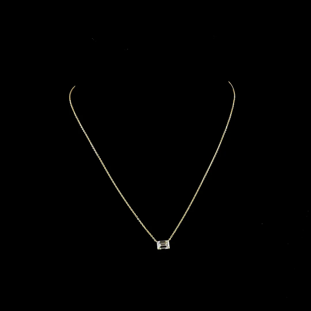 1.05 Cts 14k Yellow Gold Emerald Shape Pendant Pendant