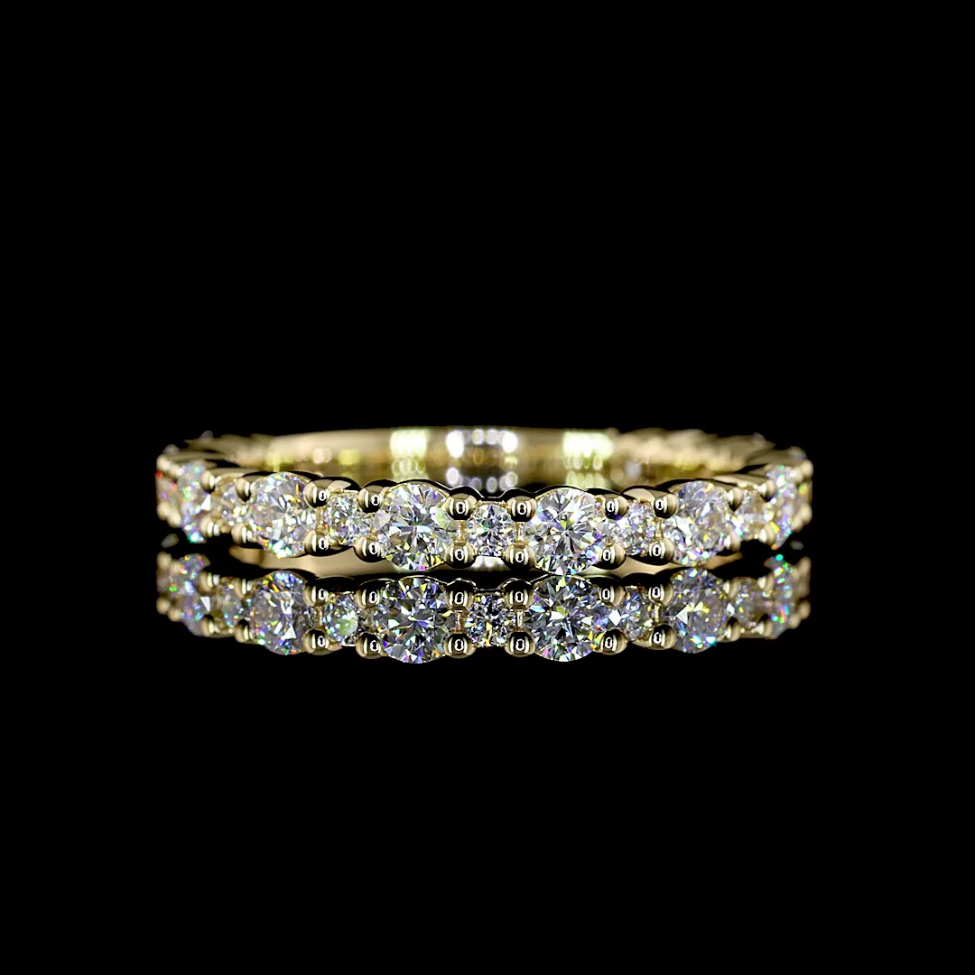 0.74 Cts 14k Yellow Gold Round Shape 3/4 Band Eternity Band