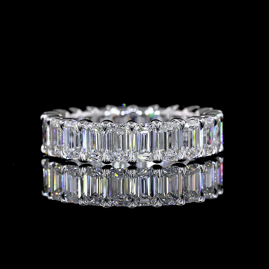 4.42 Cts 14k White Gold Emerald Shape Eternity Band Eternity Band