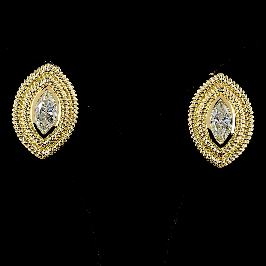 2.32 Cts 14k Yellow Gold Marquise Shape Studs Earring