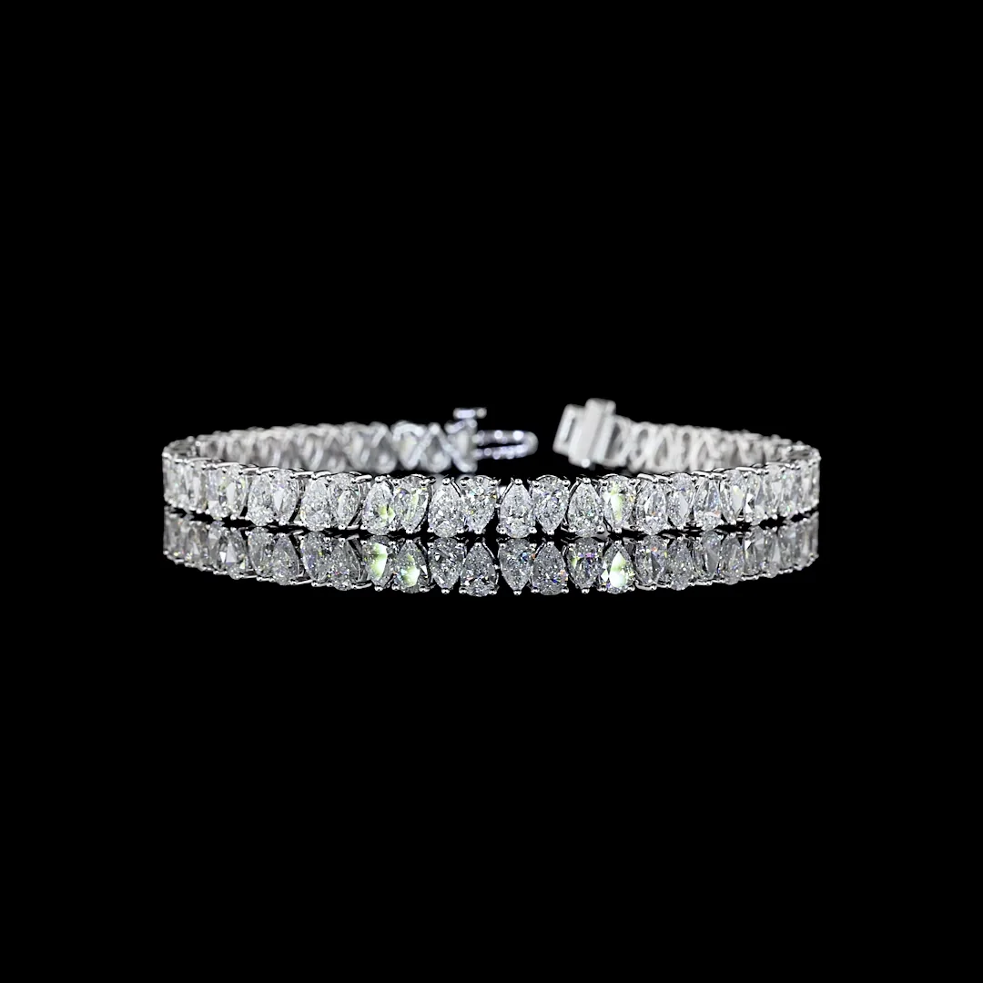 11 Cts 14k White Gold Pear Shape Tennis Bracelet