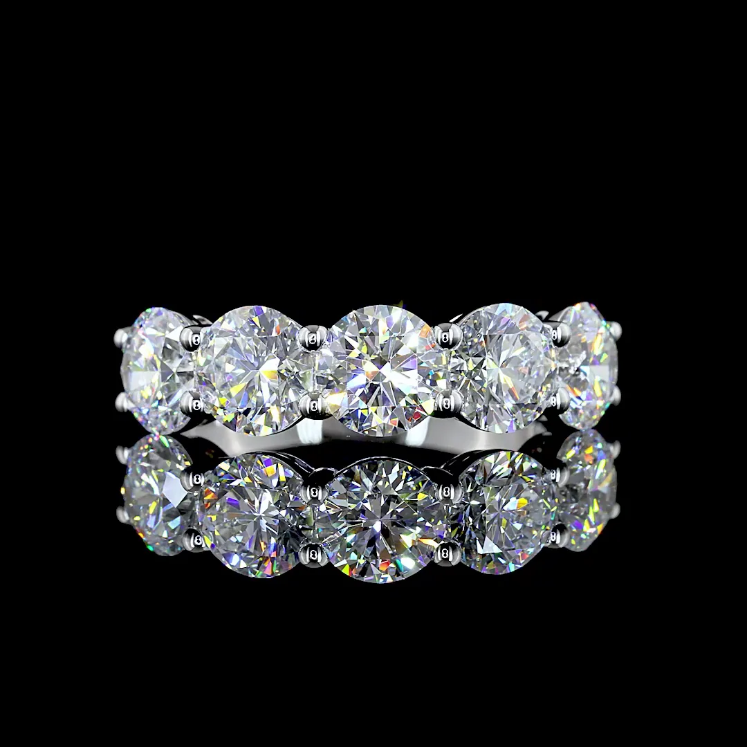 3 Cts 14k White Gold Round Shape 5 Stones Eternity Band