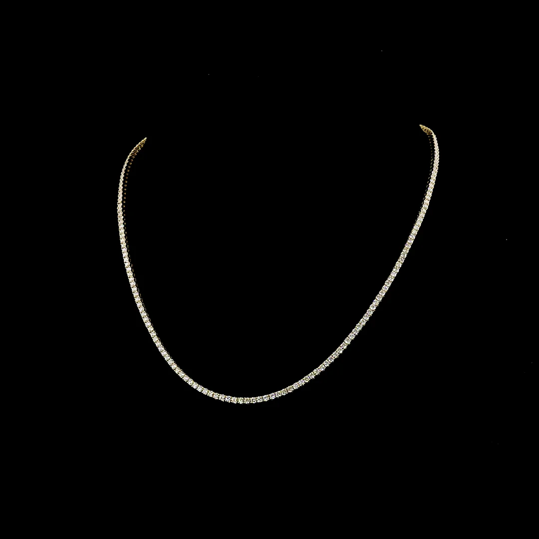 5.52 Cts 14k Yellow Gold Round Shape Tennis Necklace