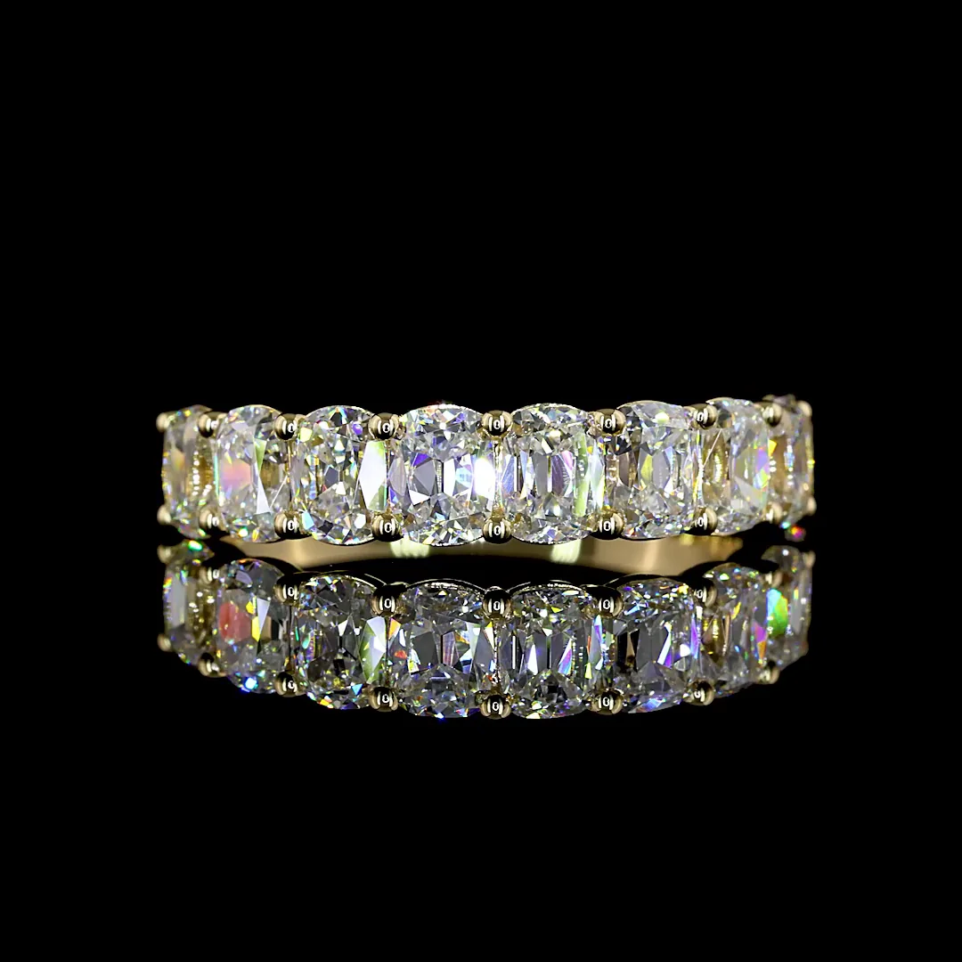 2.22 Cts 14k Yellow Gold Antique Cushion Shape Half Eternity Eternity Band