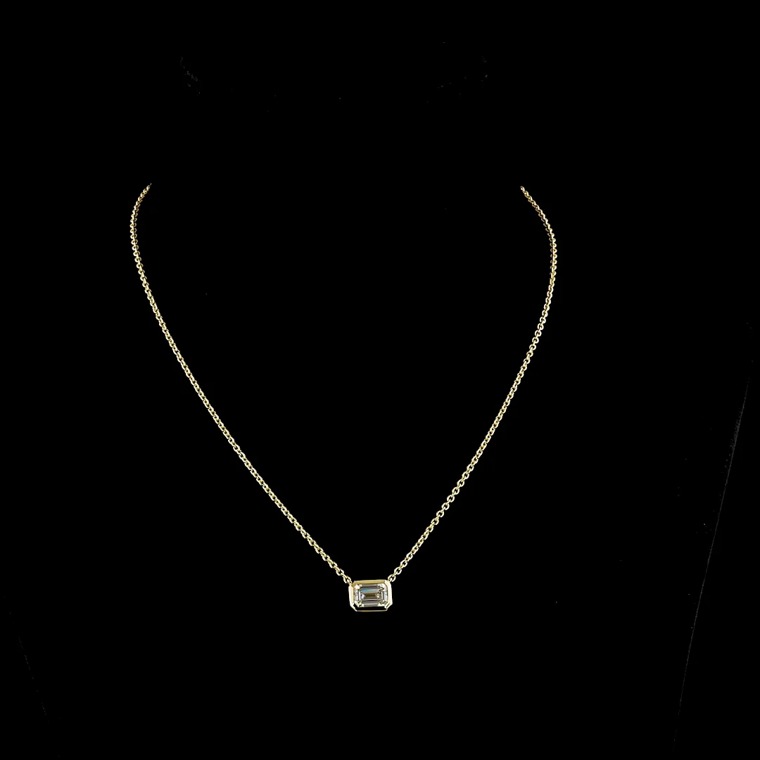 1.76 Cts 14k Yellow Gold Emerald Shape Solitaire Pendant