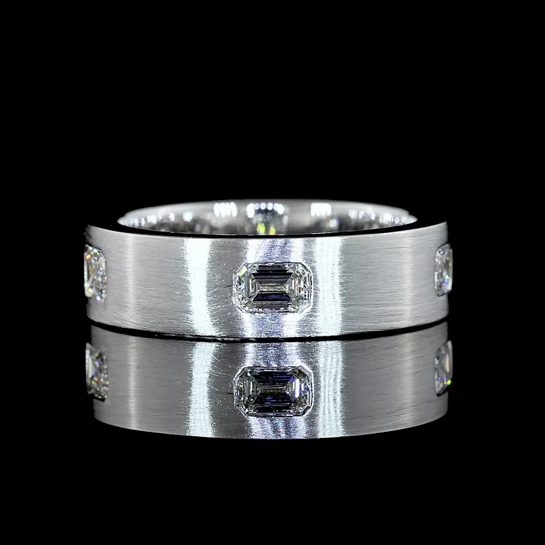 1.19 Cts 14k White Gold Emerald Shape Eternity Band Eternity Band