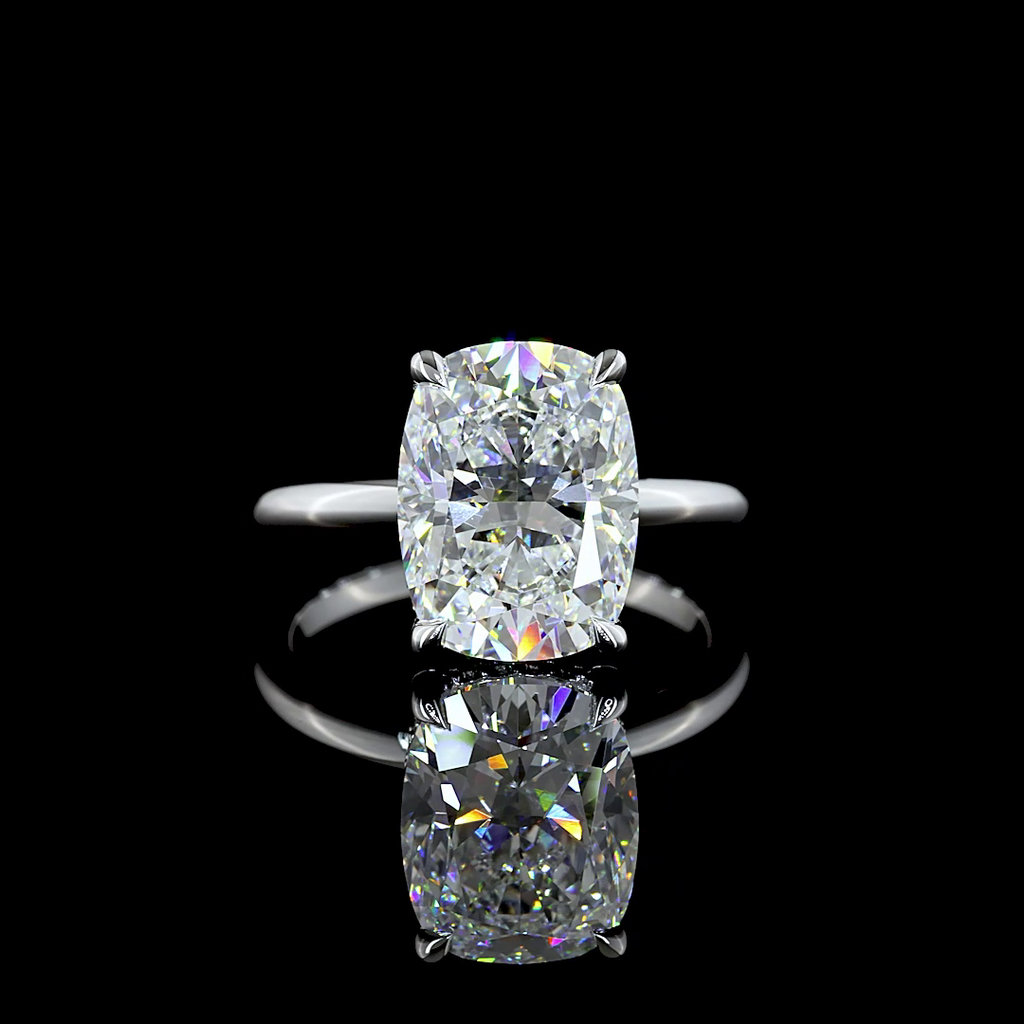 5.13 Cts 14k White Gold Cushion Brilliant Shape Hidden Halo Ring