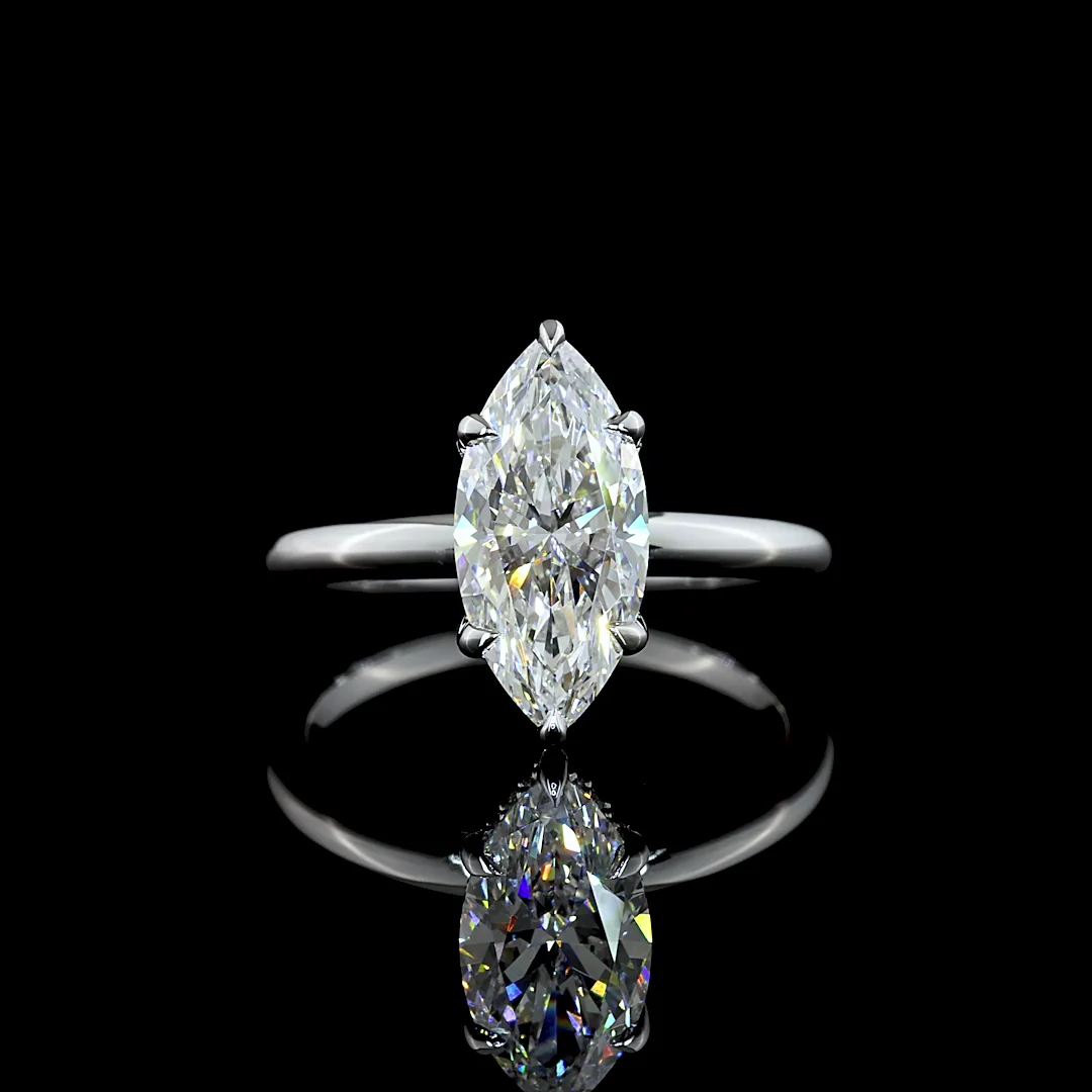 2.24 Cts 14k White Gold Marquise Shape Hidden Halo Ring