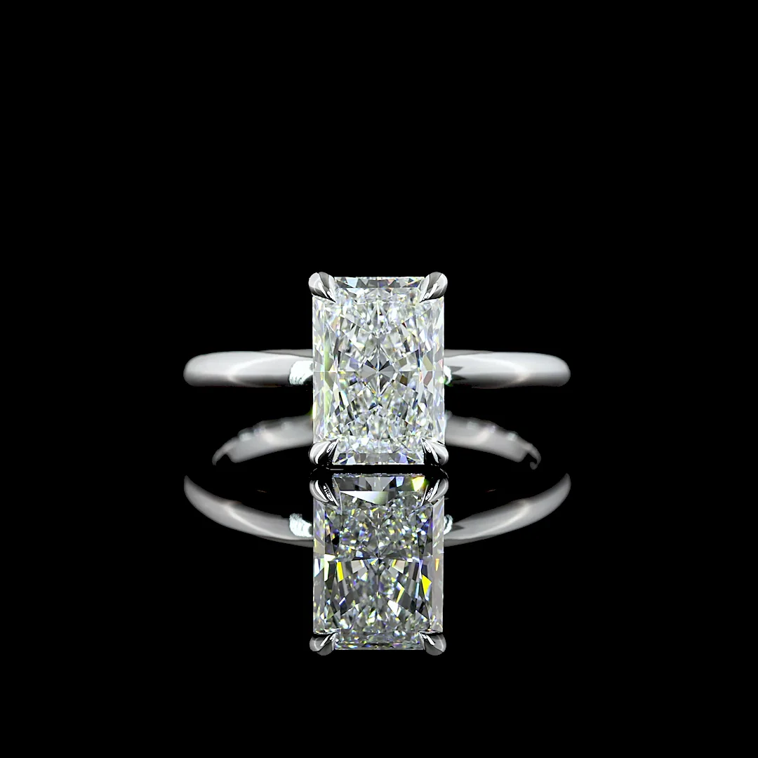 2.11 Cts 14k White Gold Radiant Shape Solitaire Ring