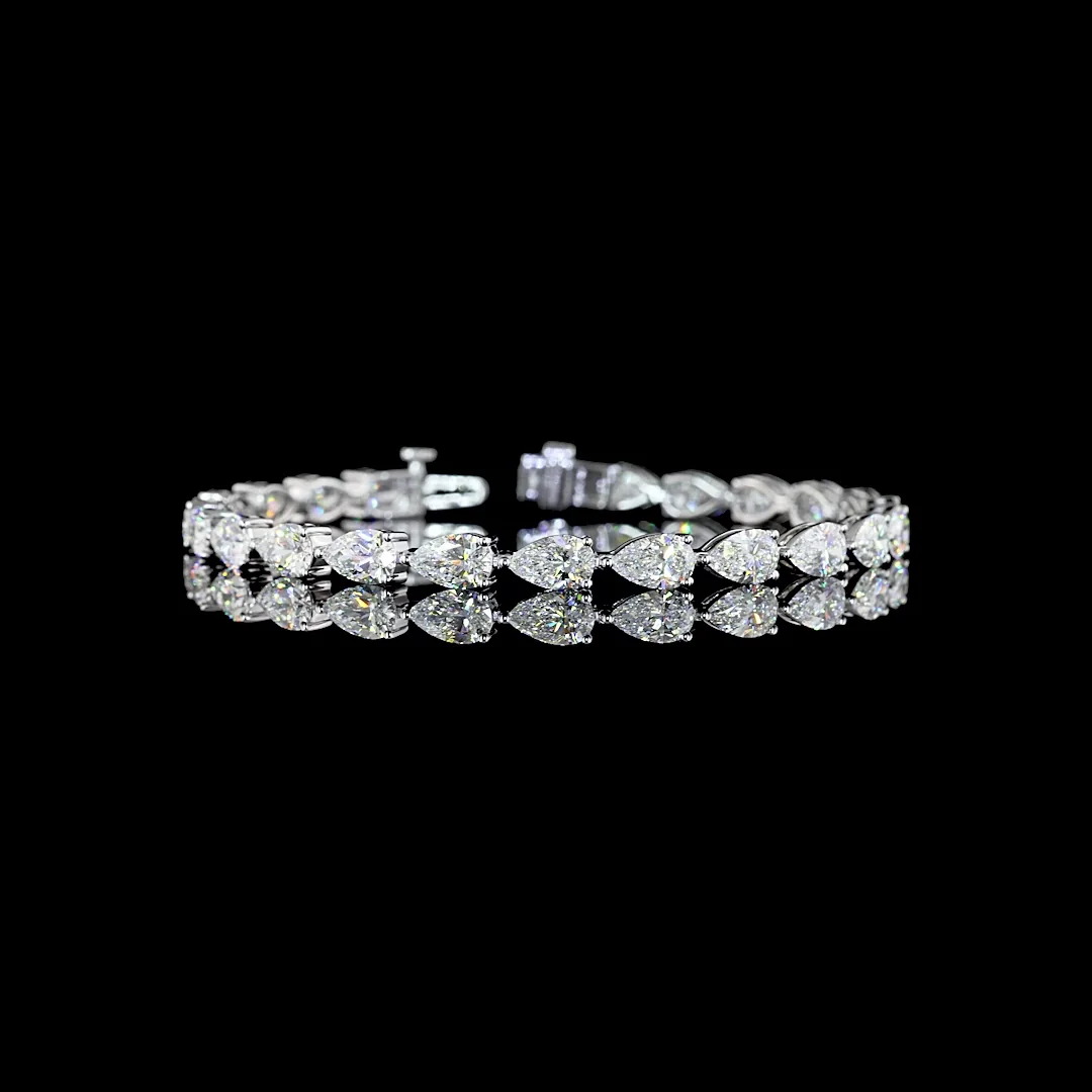 12.24 Cts 14k White Gold Pear Shape Tennis Bracelet