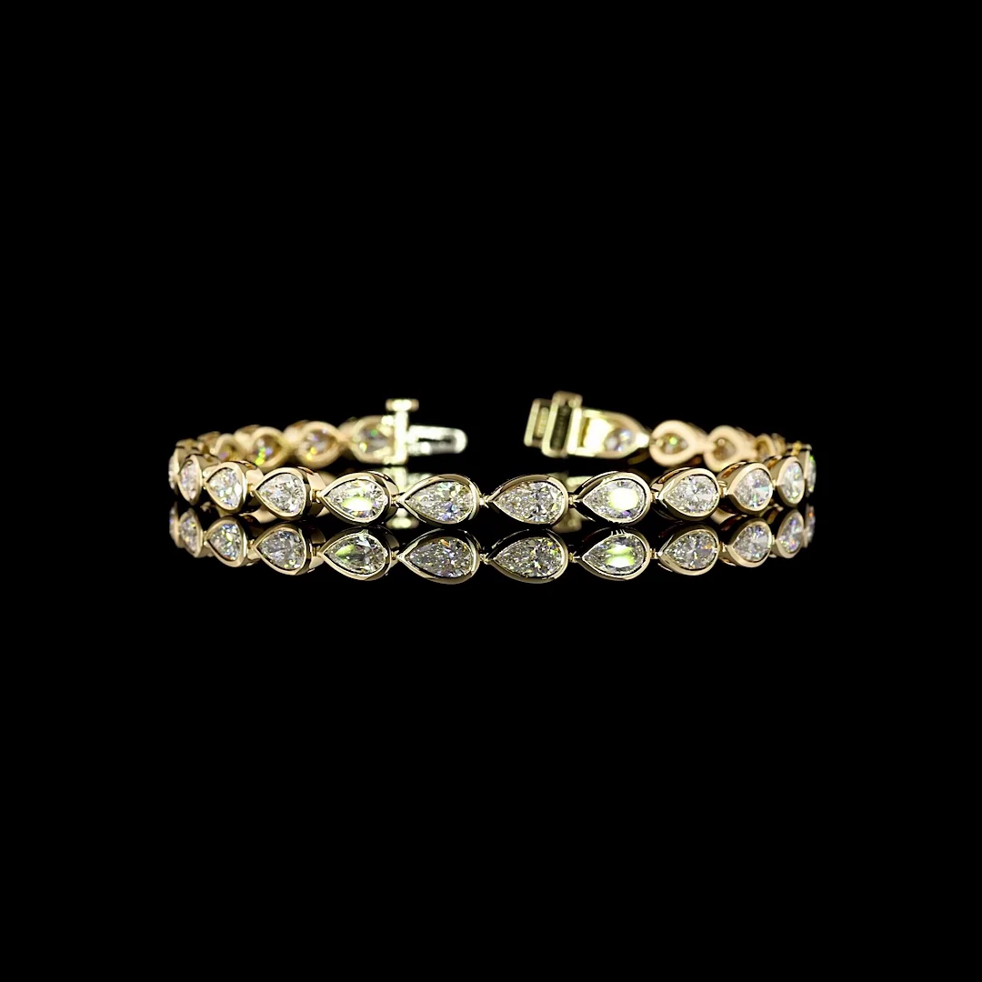 7.62 Cts 14k Yellow Gold Pear Shape Tennis Bracelet
