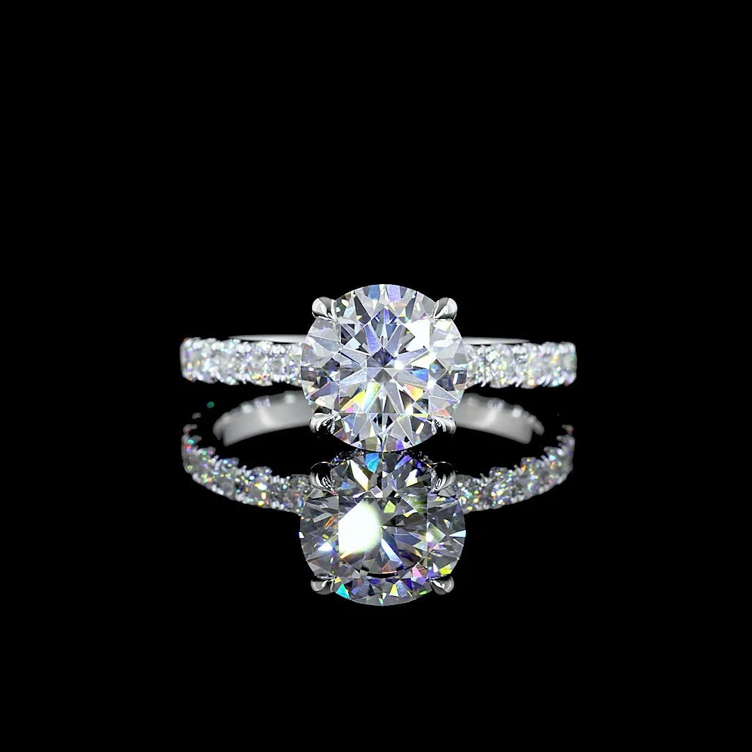 3.02 Cts 14k White Gold Round Shape Hidden Halo Ring