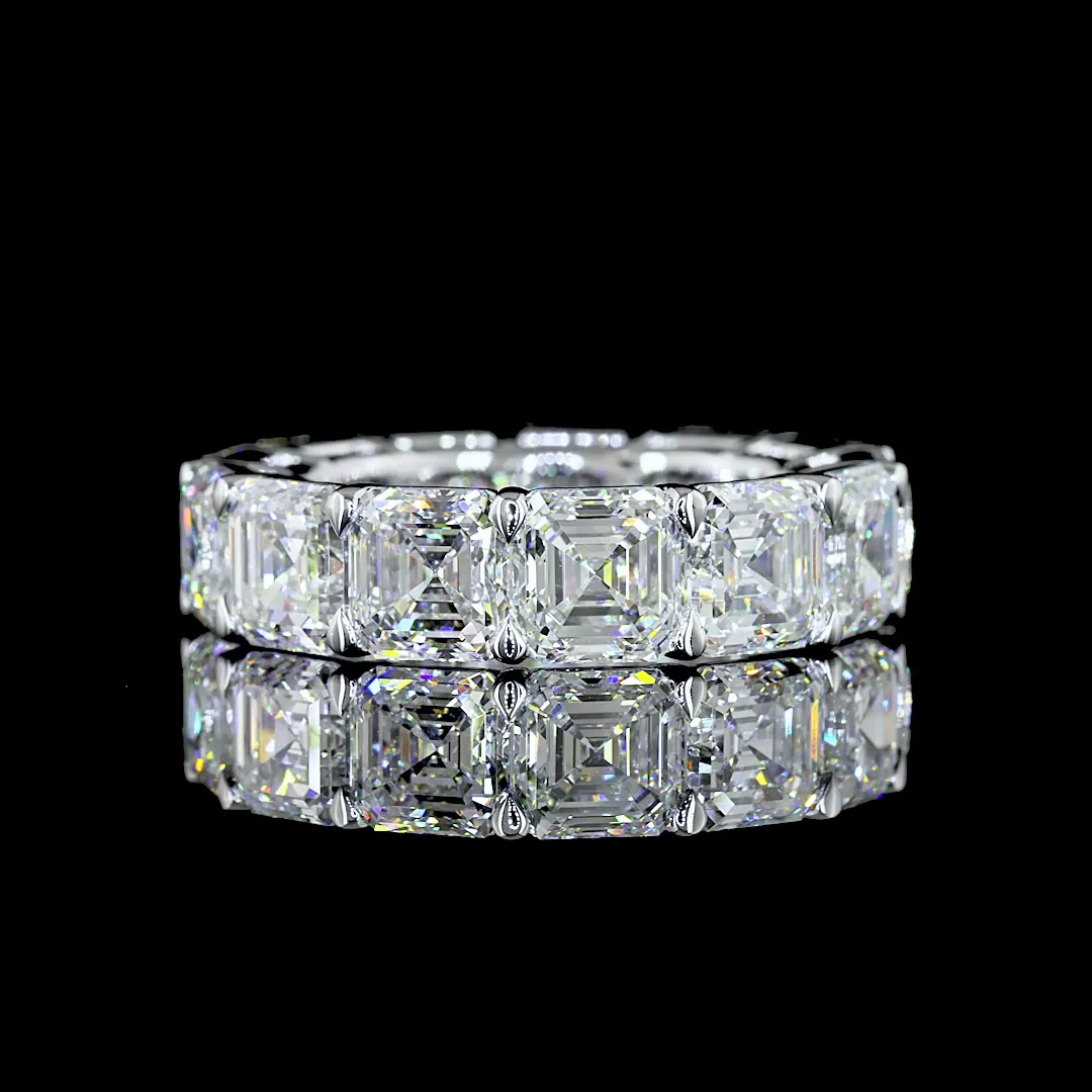 13.09 Cts 14k White Gold Asscher Shape Eternity Band Eternity Band
