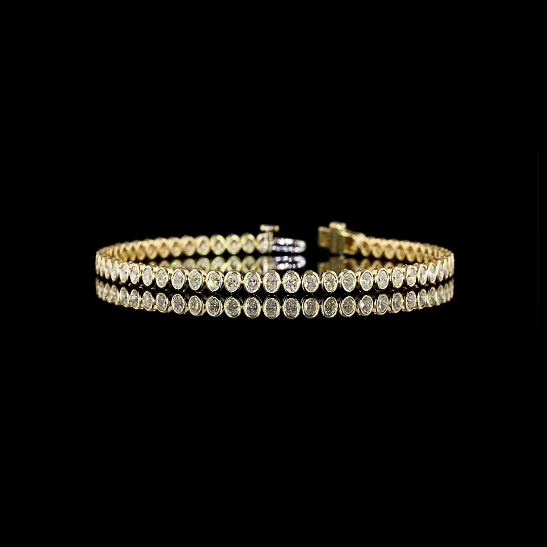 3.22 Cts 14k Yellow Gold Oval Shape Tennis Bracelet