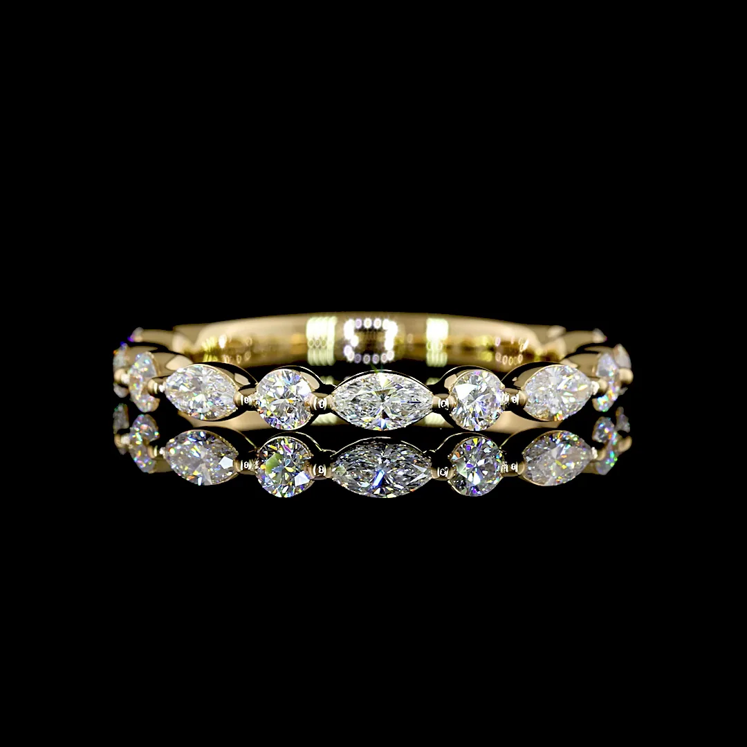 0.53 Cts 18k Yellow Gold Mix Shape 3/4 Band Eternity Band