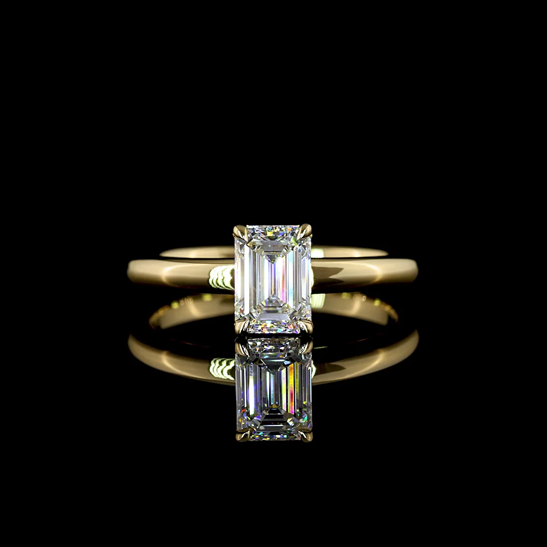 1.02 Cts 14k Yellow Gold Emerald Shape Solitaire Ring