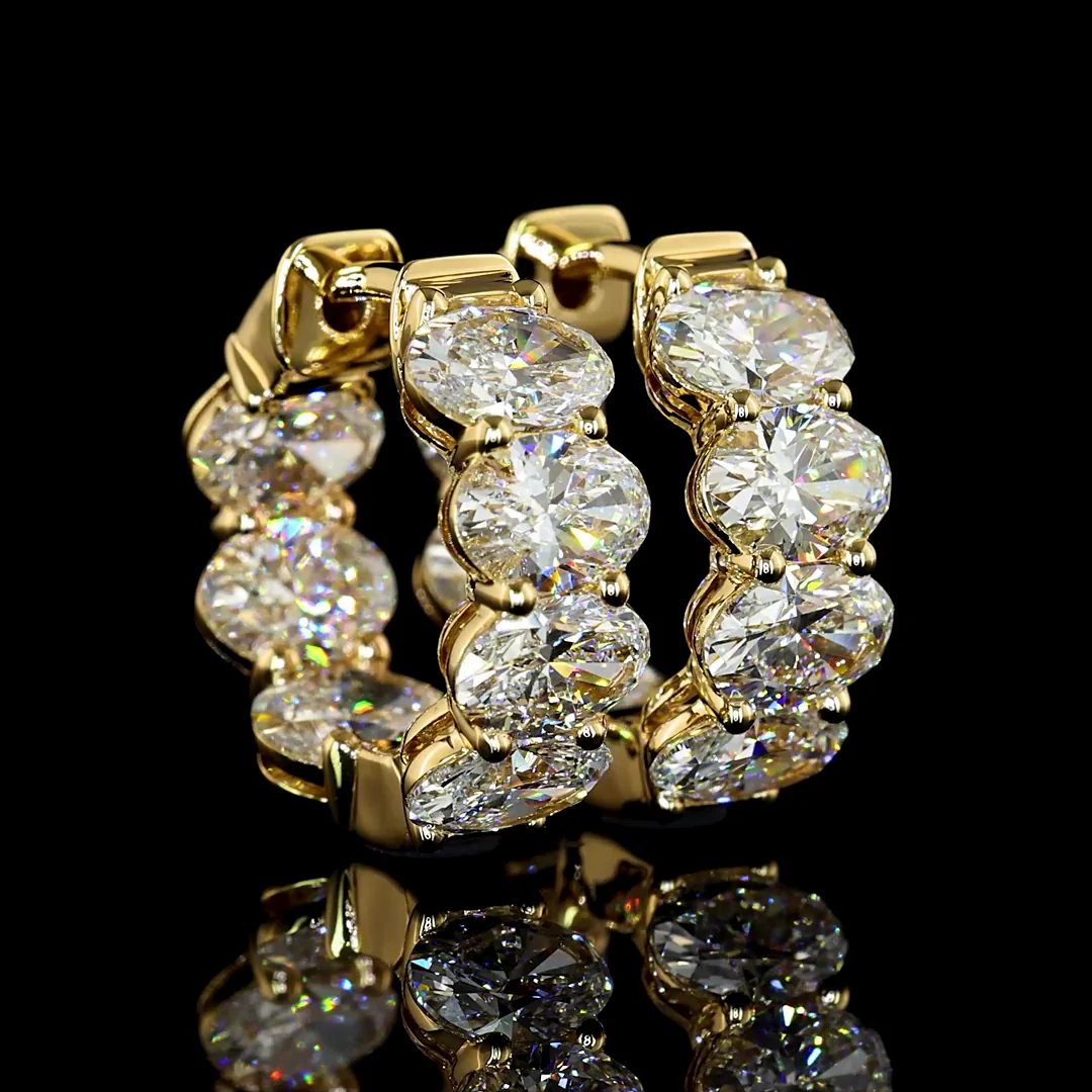 4.03 Cts 14k Yellow Gold Oval Shape Huggies Earring