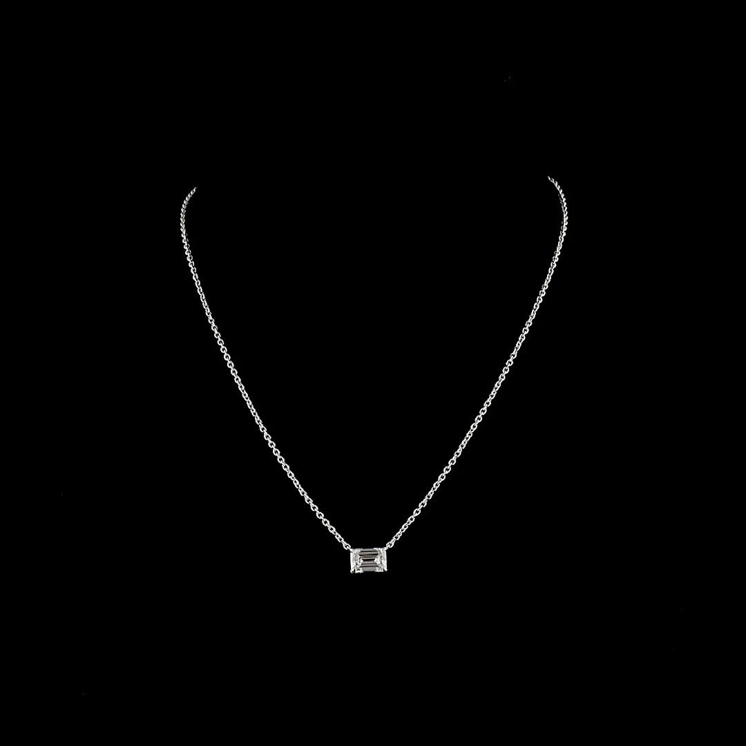 2.04 Cts 14k White Gold Emerald Shape Solitaire Pendant