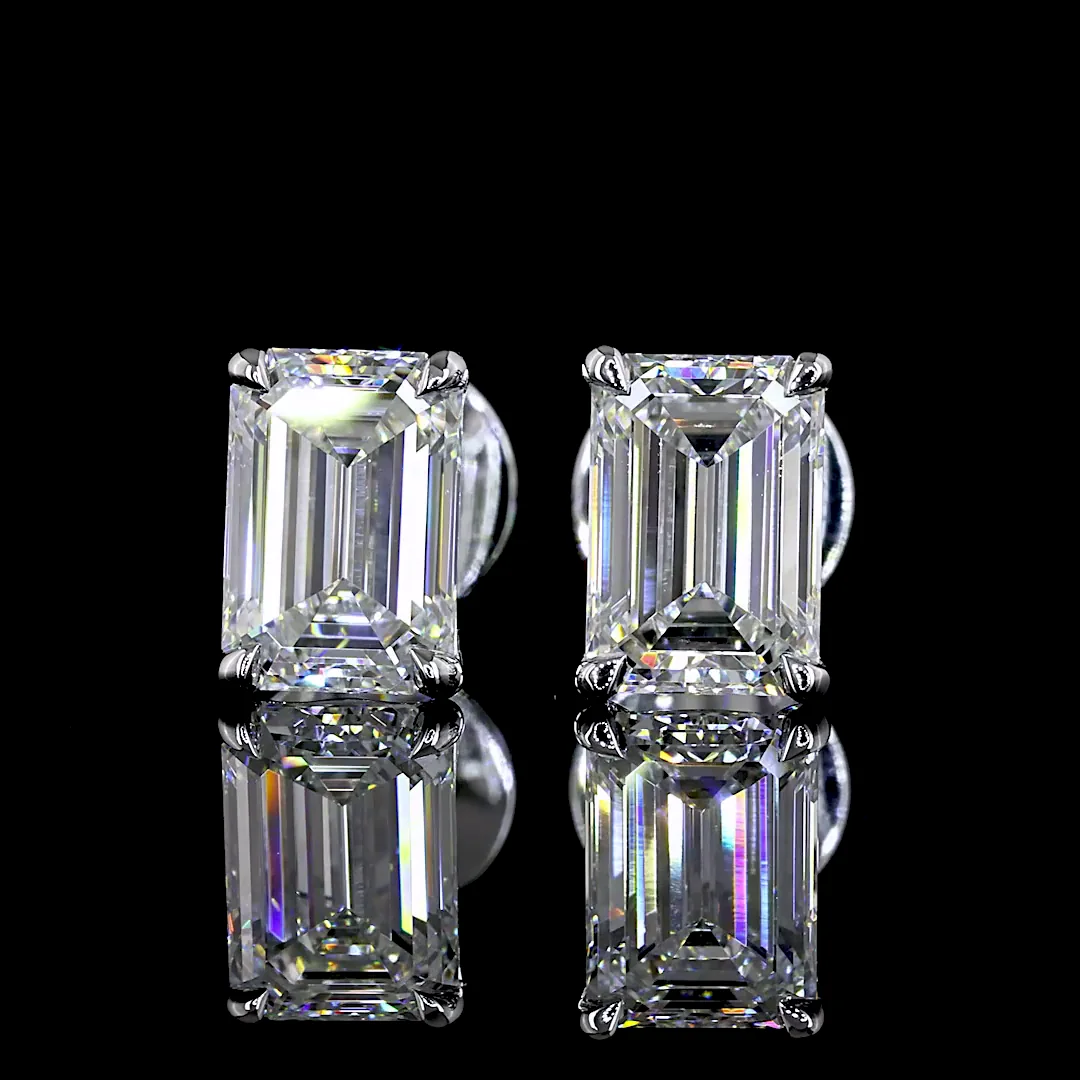 1.53 Cts 14k White Gold Emerald Shape Studs Earring