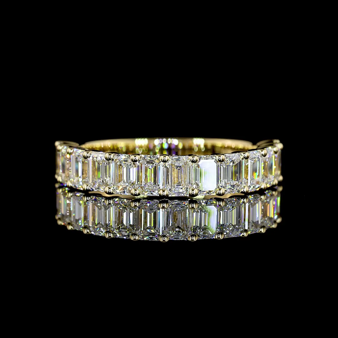 1.88 Cts 14k Yellow Gold Emerald Shape Half Eternity Eternity Band