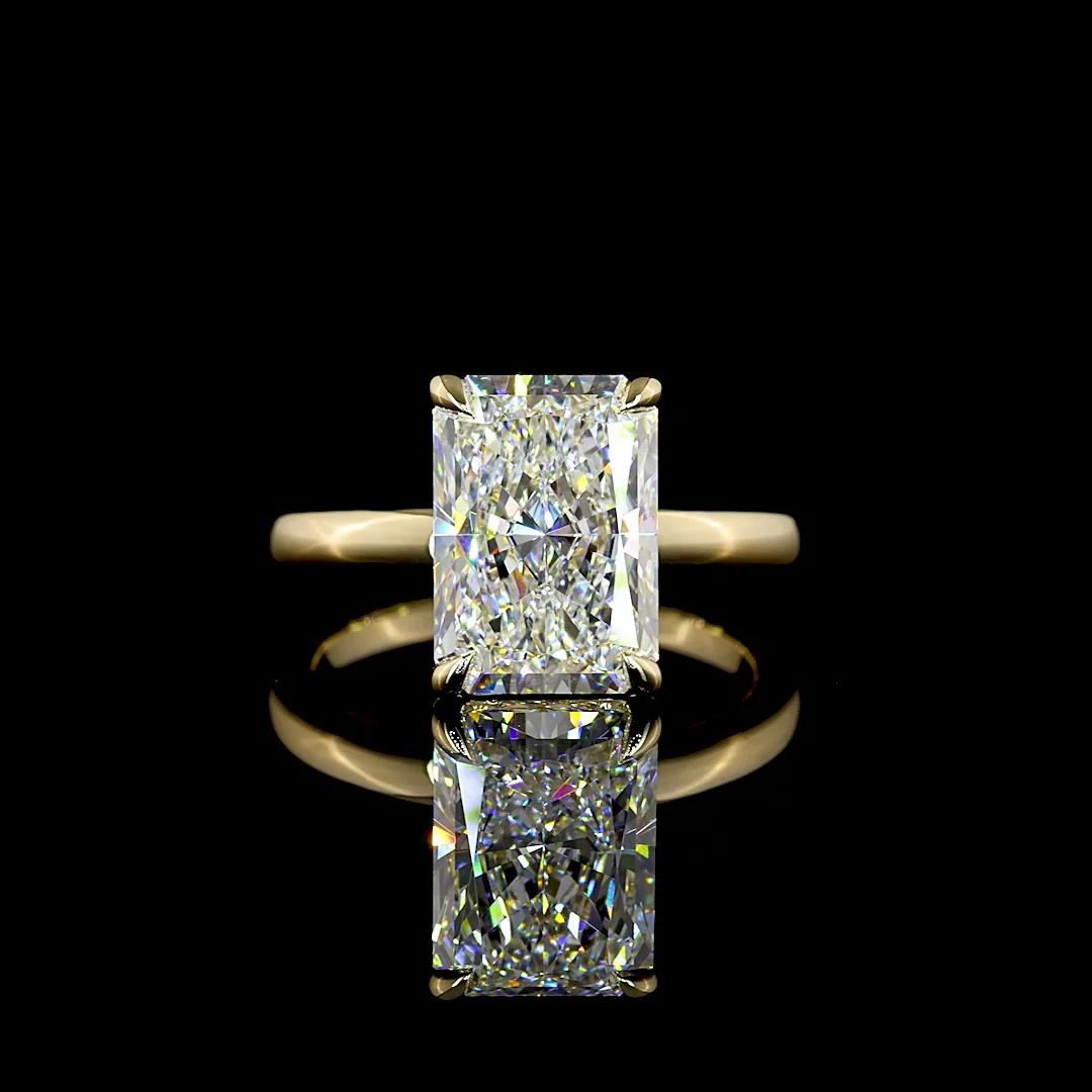 4.09 Cts 14k Yellow Gold Radiant Shape Solitaire Ring