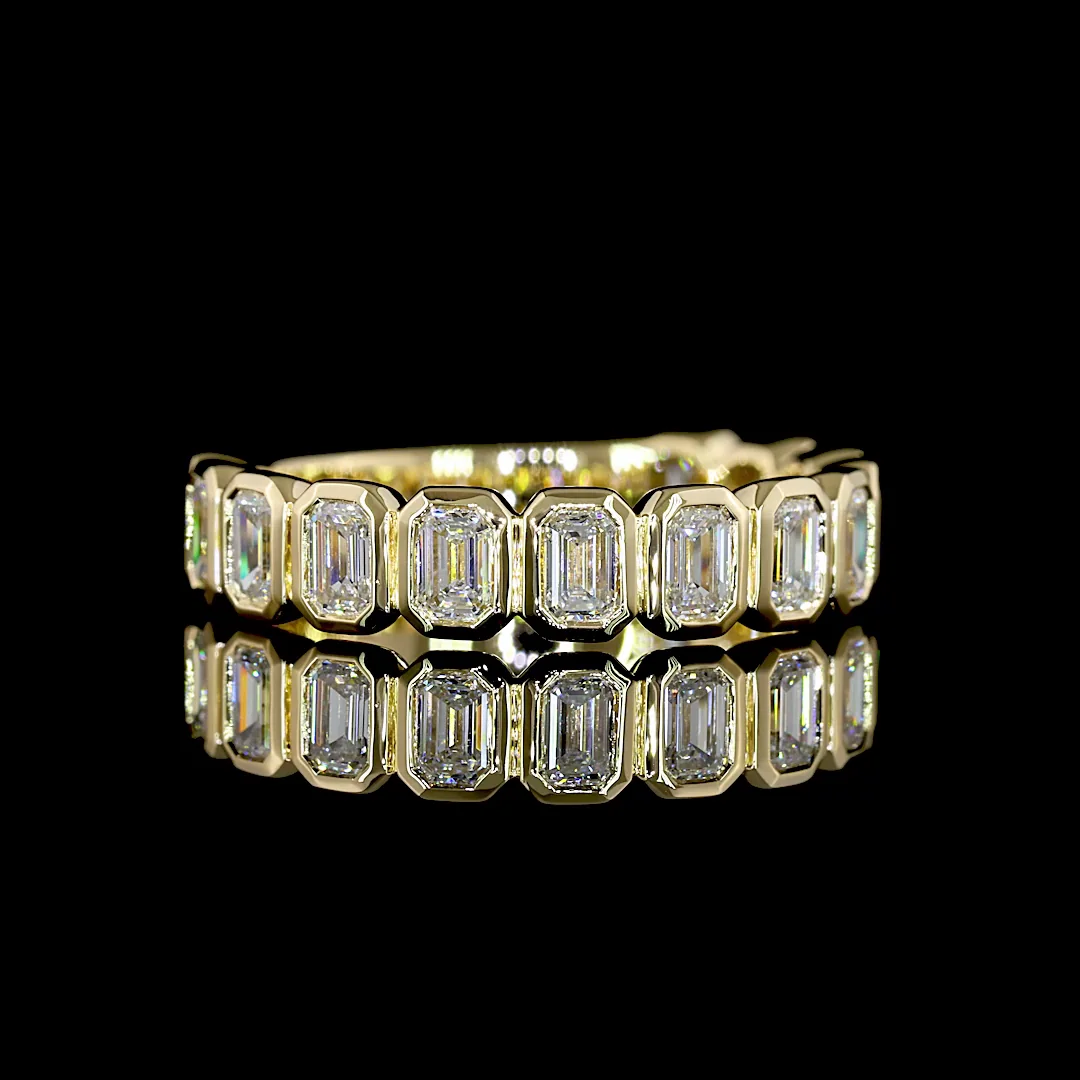 1.38 Cts 14k Yellow Gold Emerald Shape 3/4 Band Eternity Band