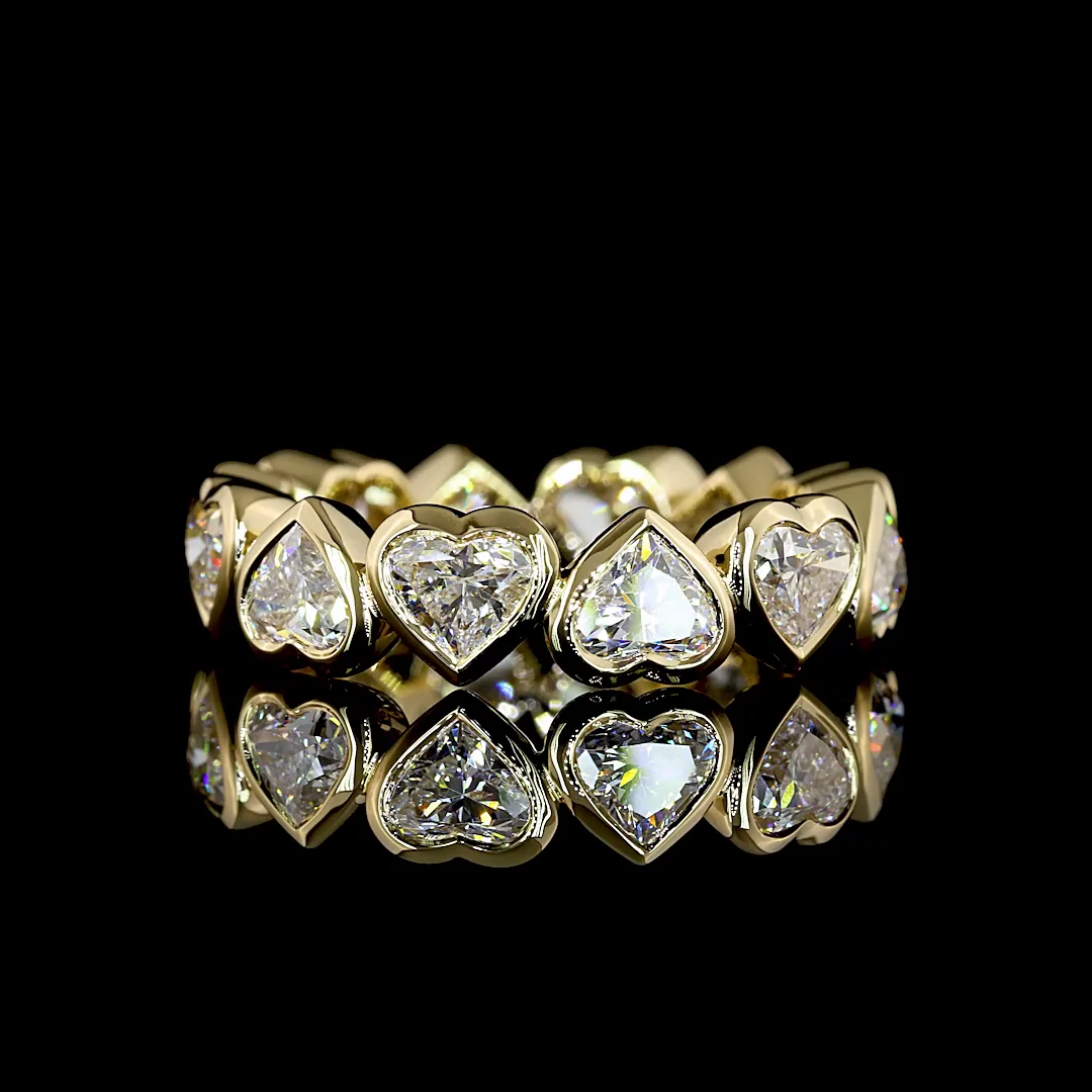 4.05 Cts 14k Yellow Gold Heart Shape Eternity Band Eternity Band