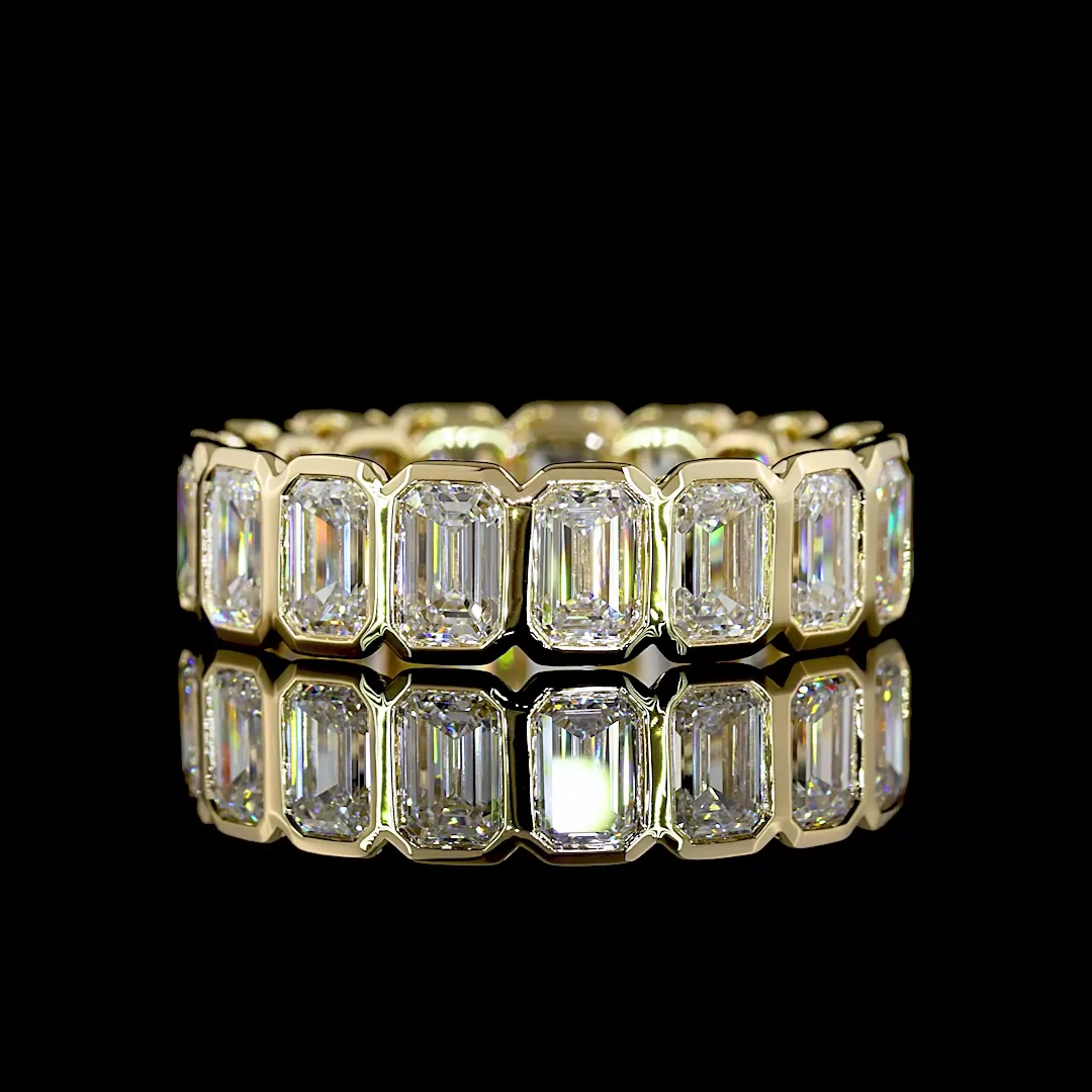 3.07 Cts 14k Yellow Gold Oval Shape 3/4 Band Eternity Band