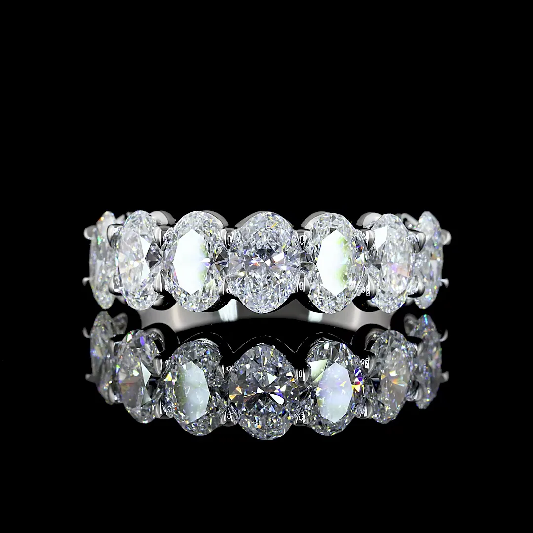 2.9 Cts 14k White Gold Oval Shape 7 Stones Eternity Band