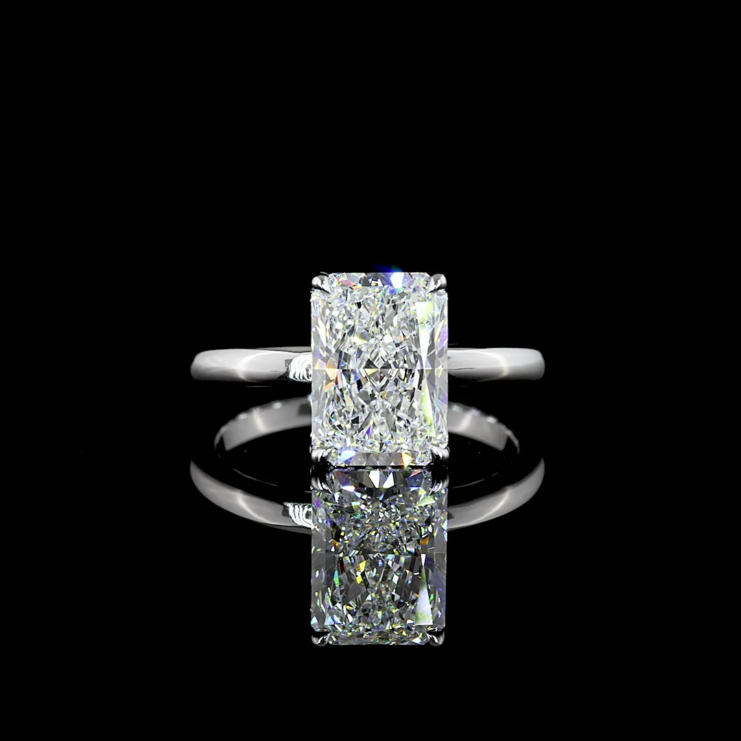 3.15 Cts 14k White Gold Radiant Shape Hidden Halo Ring