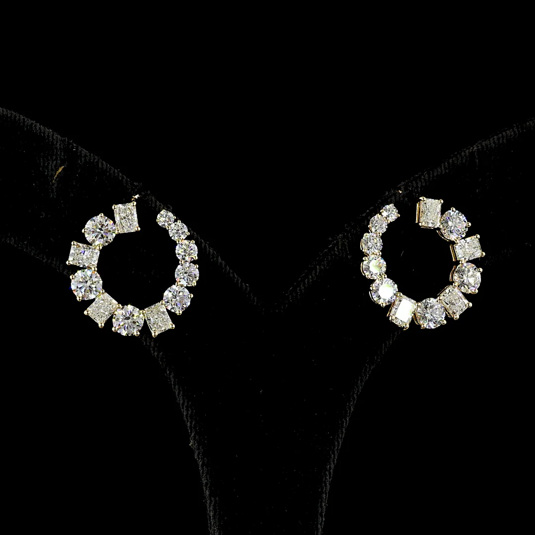 5.25 Cts 18k Yellow Gold Mix Shape Special Earring