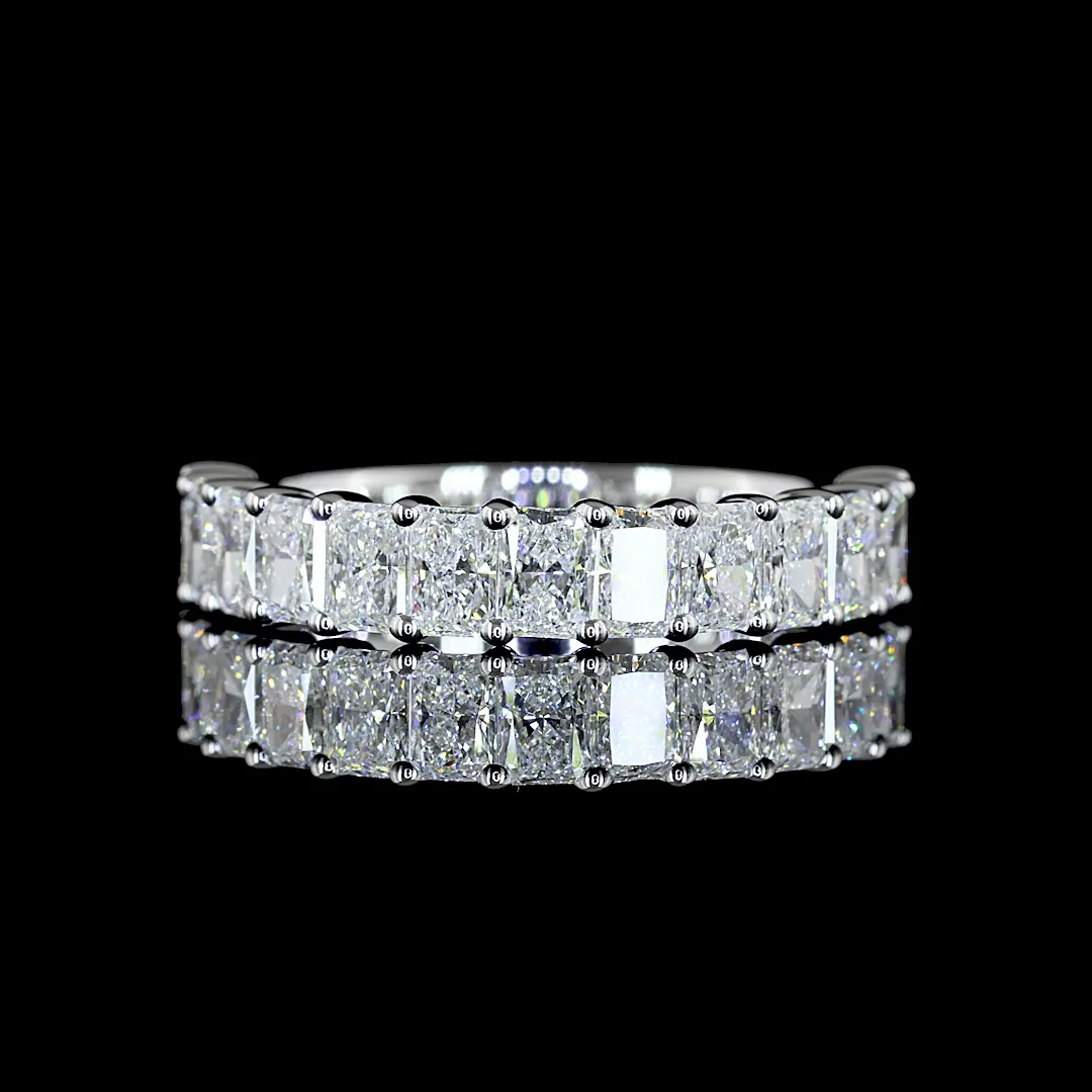 1.62 Cts 14k White Gold Radiant Shape Half Eternity Eternity Band