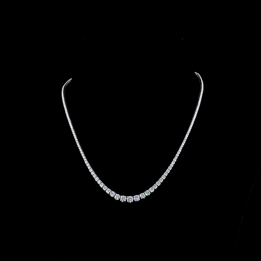 10.21 Cts 14k White Gold Round Shape Riviera Necklace