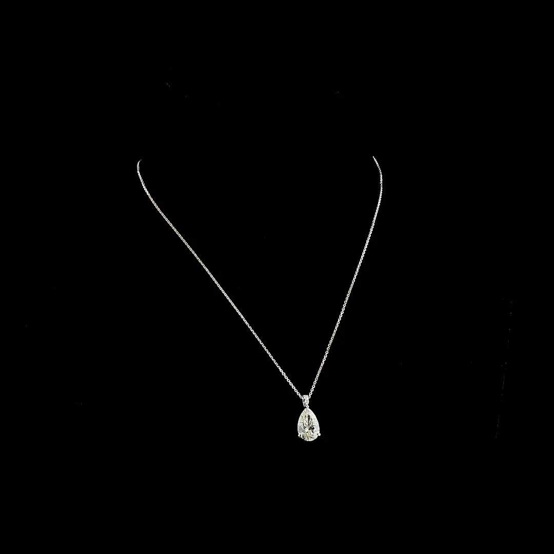 3.4 Cts 14k White Gold Pear Shape Pendant Pendant