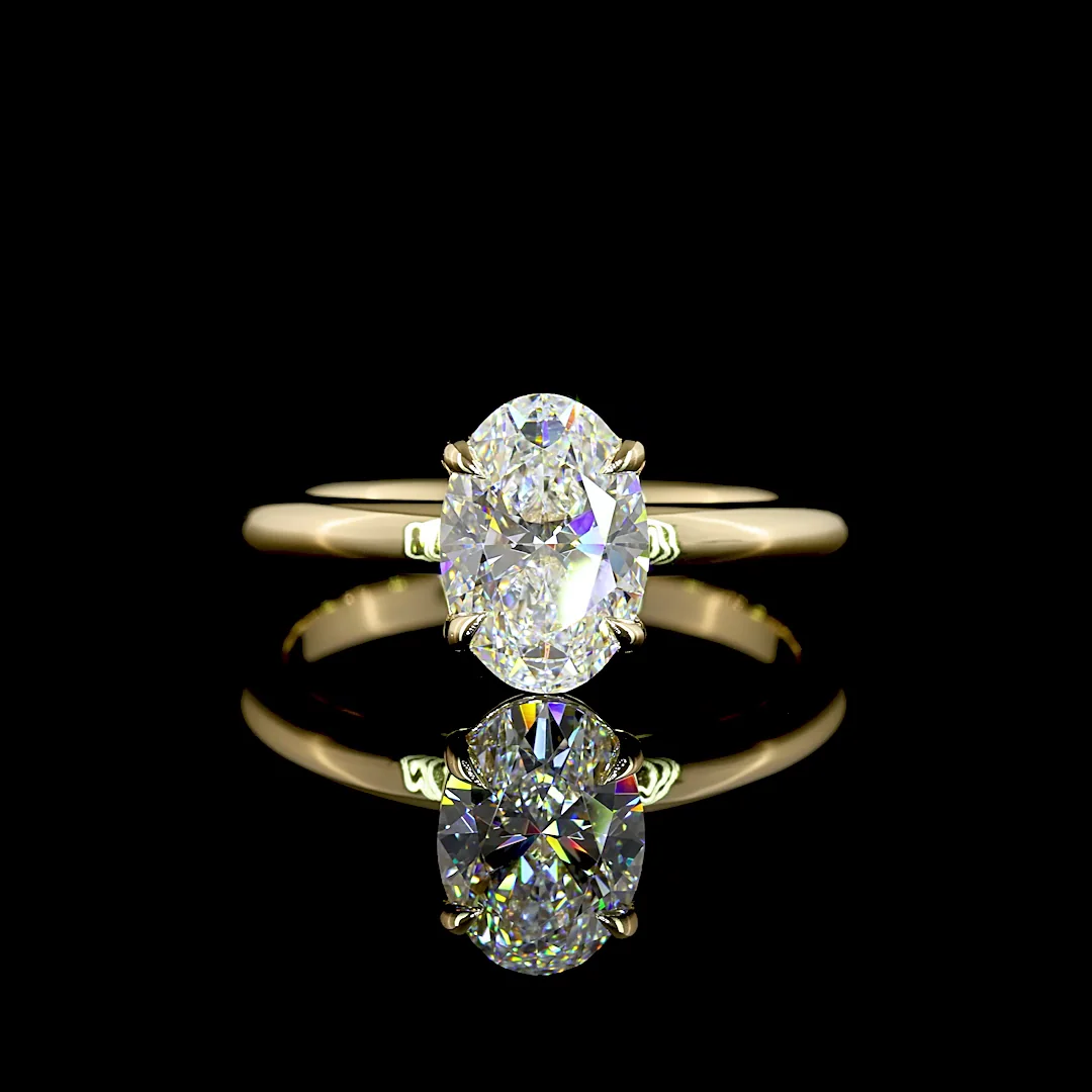 1.56 Cts 14k Yellow Gold Oval Shape Solitaire Ring