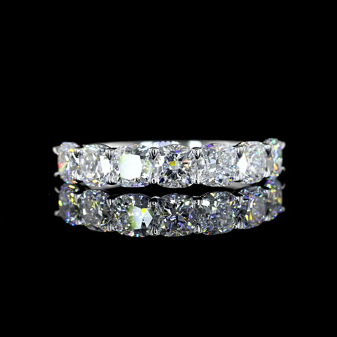 2.1 Cts 14k White Gold Square Cushion Brilliant Shape 7 Stones Eternity Band