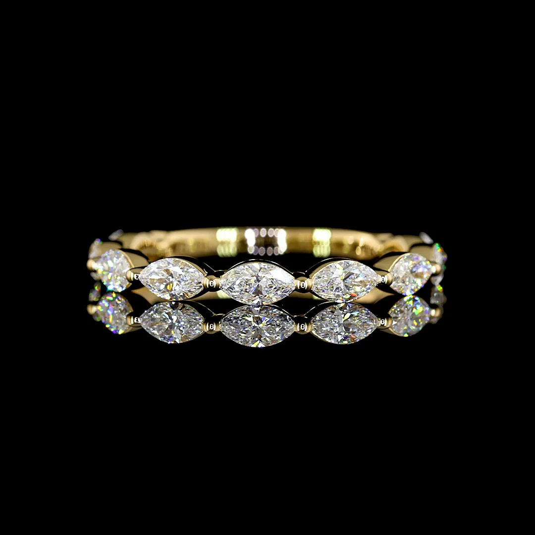 0.82 Cts 18k Yellow Gold Marquise Shape 3/4 Band Eternity Band