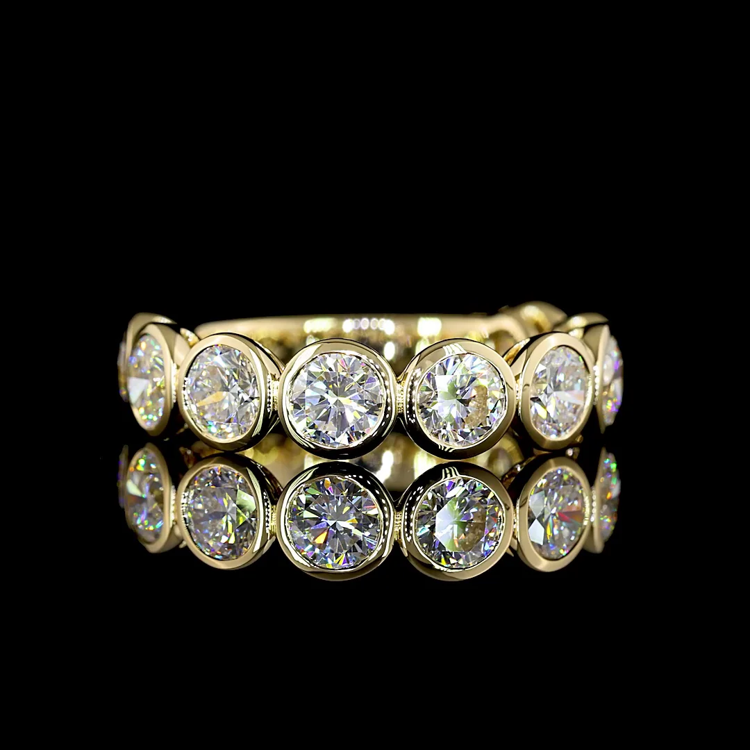 2.96 Cts 14k Yellow Gold Round Shape 3/4 Band Eternity Band