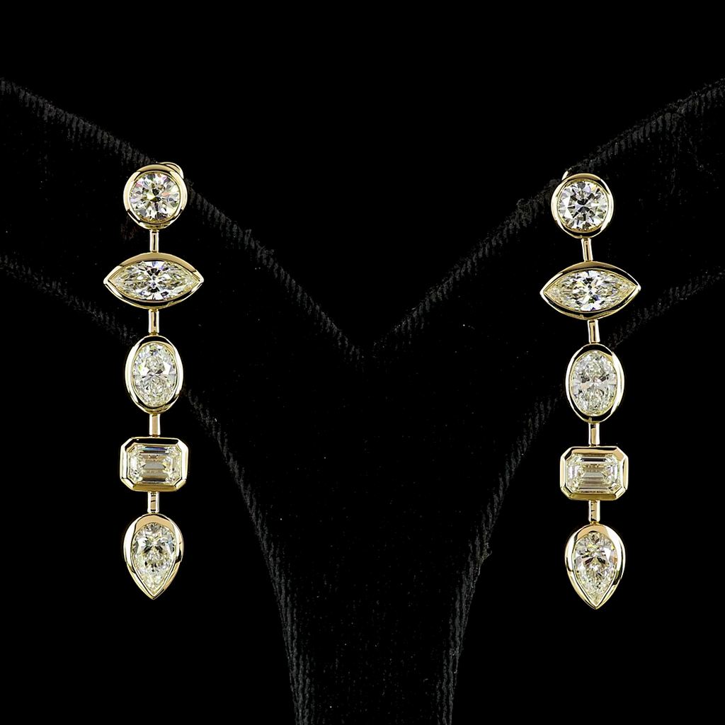 5.17 Cts 14k Yellow Gold Mix Shape Hanging Earring