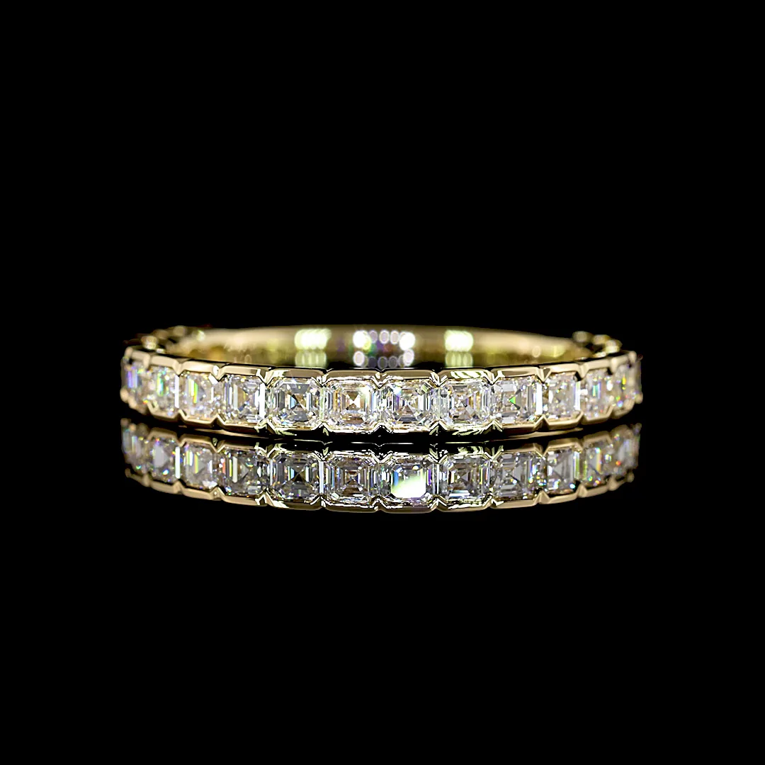 1.1 Cts 14k Yellow Gold Asscher Shape 3/4 Band Eternity Band