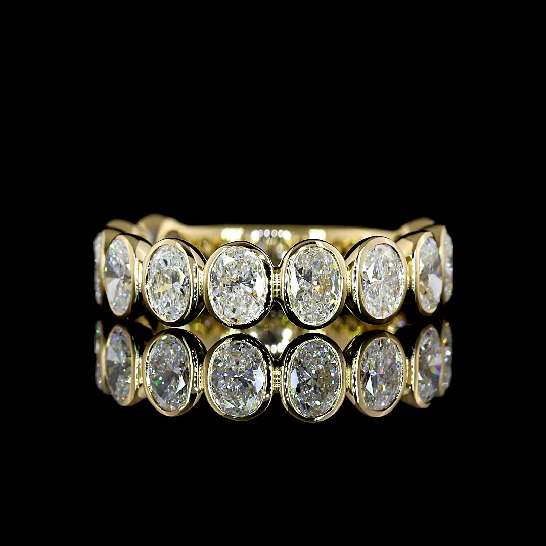 1.55 Cts 14k Yellow Gold Oval Shape 3/4 Band Eternity Band