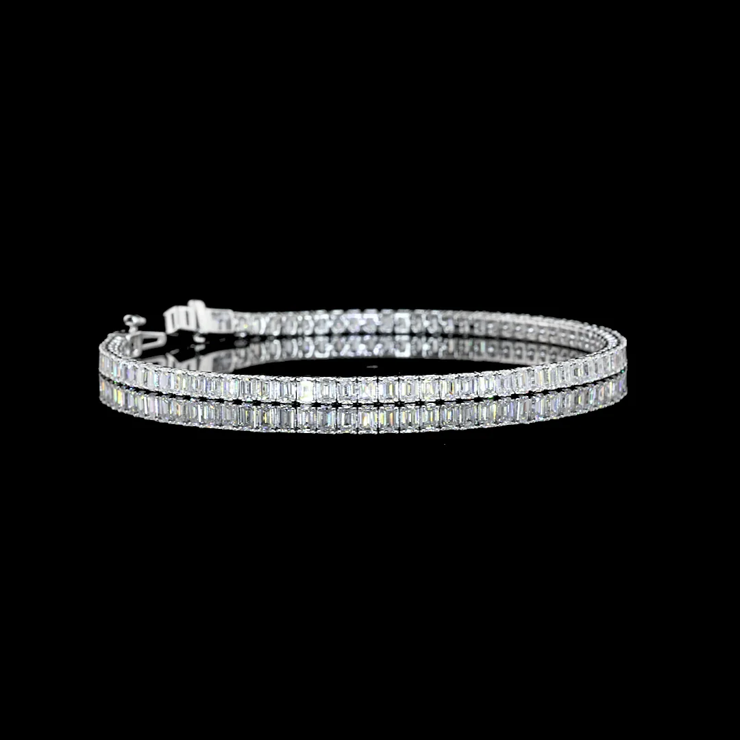 4.99 Cts 14k White Gold Emerald Shape Tennis Bracelet