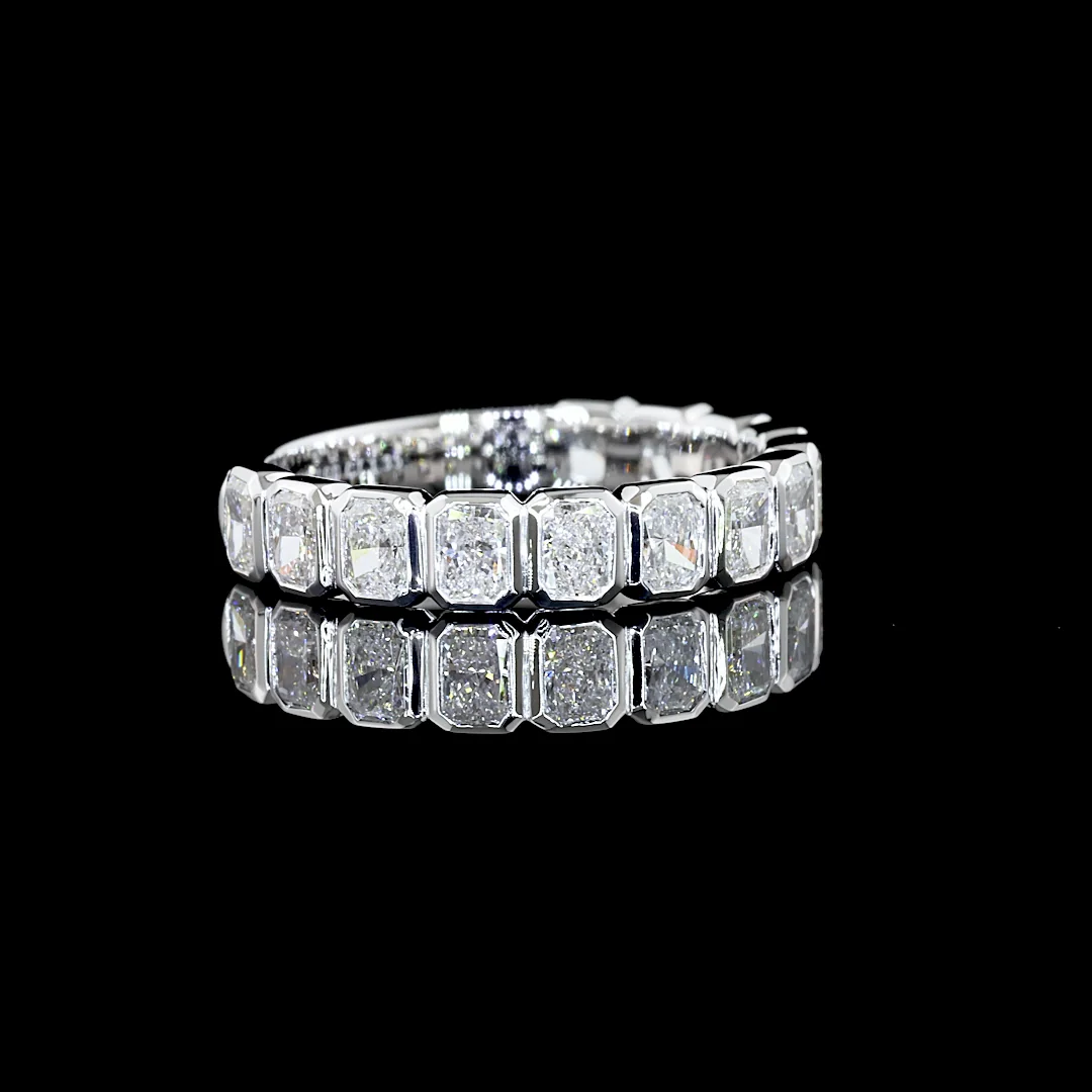 1.35 Cts 14k White Gold Radiant Shape 3/4 Band Eternity Band