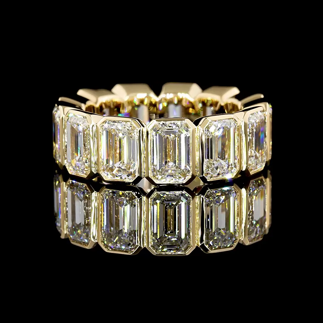 8.12 Cts 18k Yellow Gold Emerald Shape Eternity Band Eternity Band
