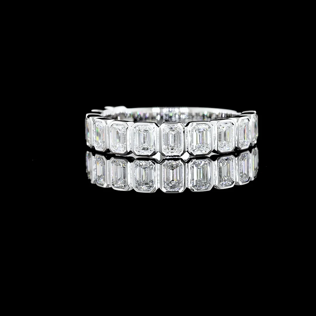 1.26 Cts 14k White Gold Emerald Shape 3/4 Band Eternity Band